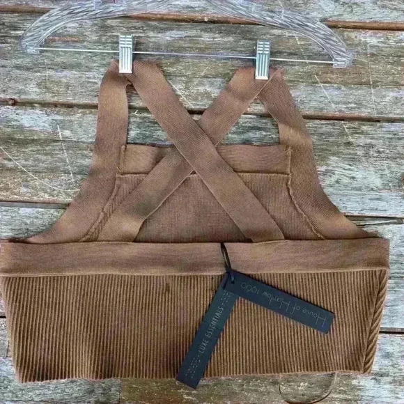 NWT House of Harlow brown ribbed basics crop top size xl - Picture 2 of 4